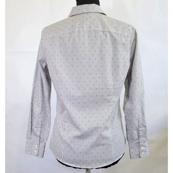 Lands End No Iron Supima long sleeved dress shirt gray pin stripe size 4P - Picture 3 of 8